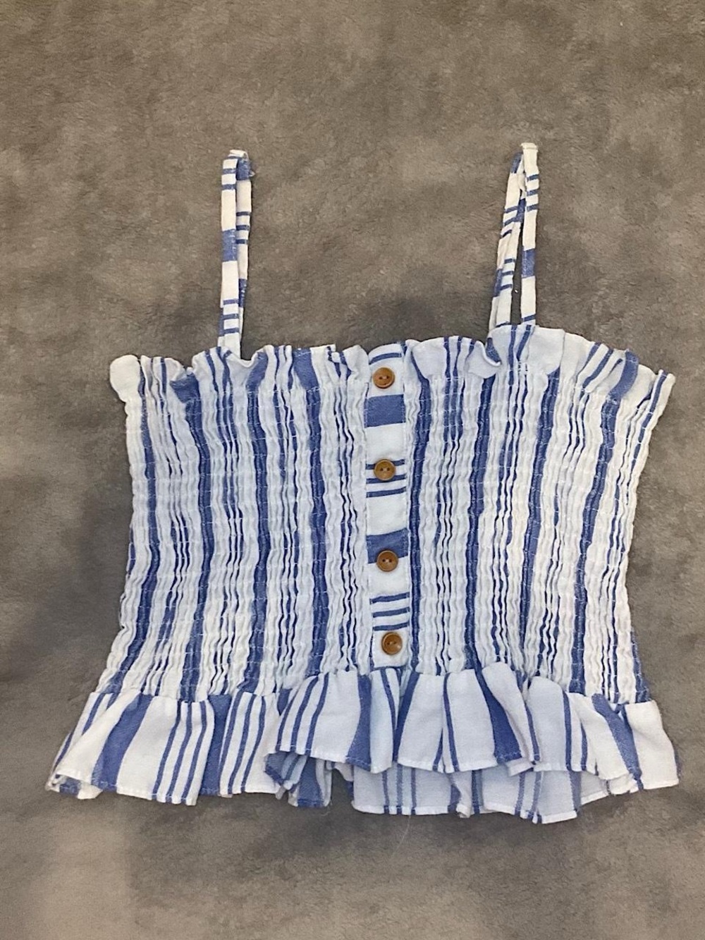 VTG Blue and white striped crop top